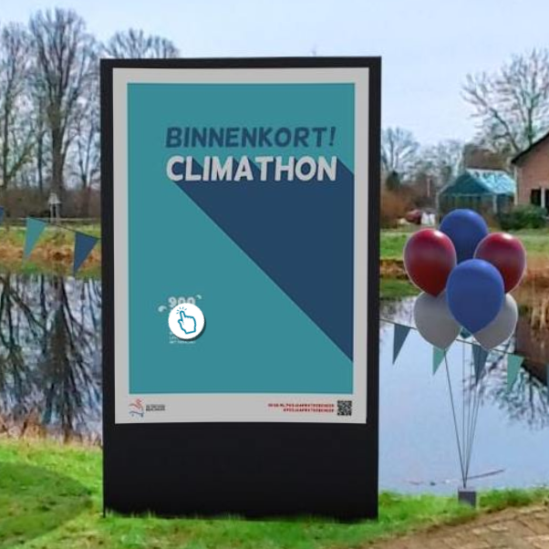 Reclame uiting met daarop de tekst: Binnenkort! Climathon