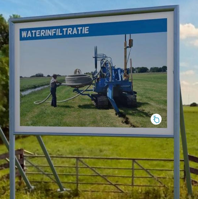 Bord met tekst en foto waterinfiltratie