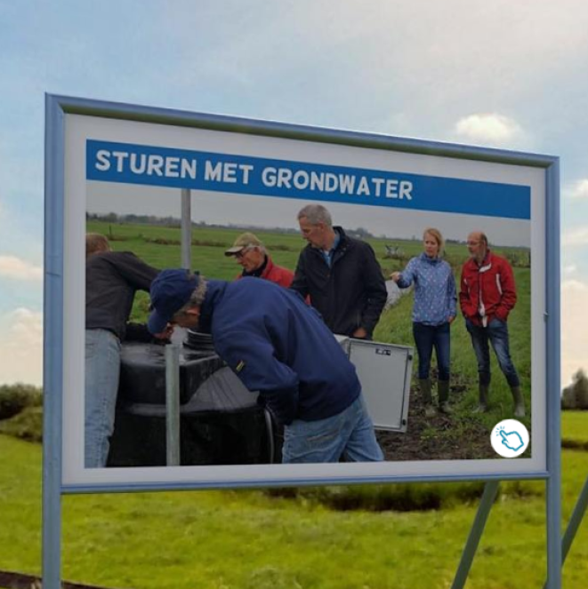 Bord met tekst en foto sturen met grondwater